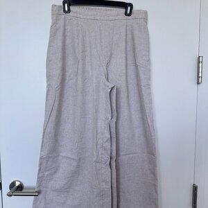 Banana Republic Factory  Linen-Blend Pull-On Wide-Leg Cropped Pant, Flax, Size M